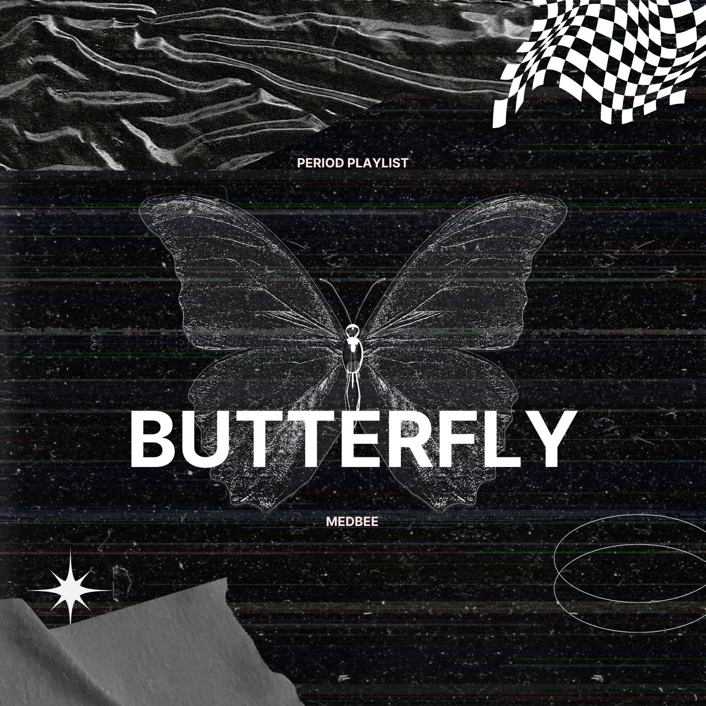 Black Strip Border Frame With Butterfly Album Cover پریود پلی لیست مدبی